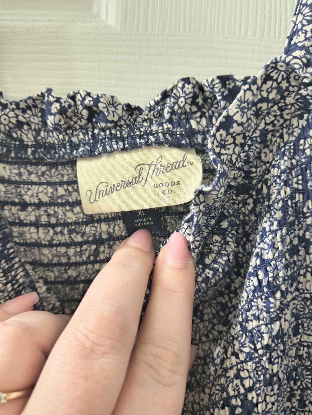 Gorgeous Universal Thread Blue and White Floral Smocked Dress - Picture 3 of 4
